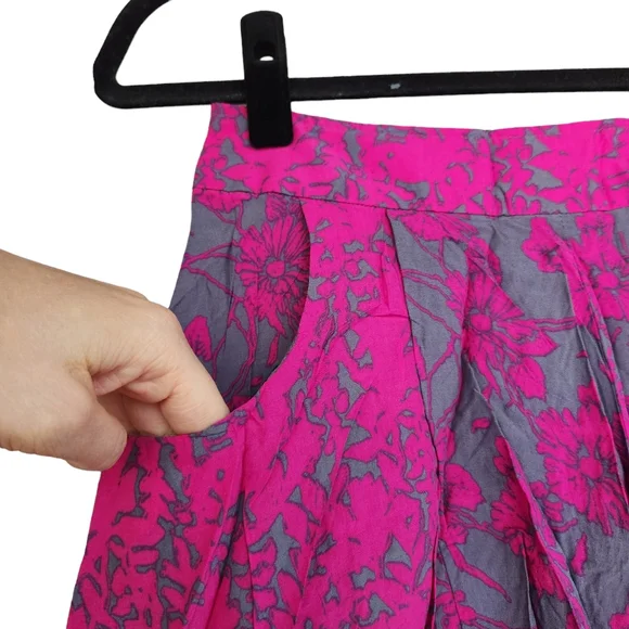 Free People Flowy High-Wasited Skirt Shorts with Pockets - Floral Purple Grey - Picture 4 of 6